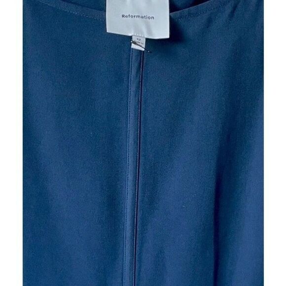 Reformation Cyra dropped waist pleated skirt dress midnight navy blue Size 12 - Picture 6 of 7